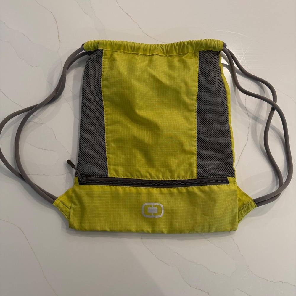 OGIO Lime Green Ripstop Drawstring Backpack Mesh Panels Cinch Sack Bag